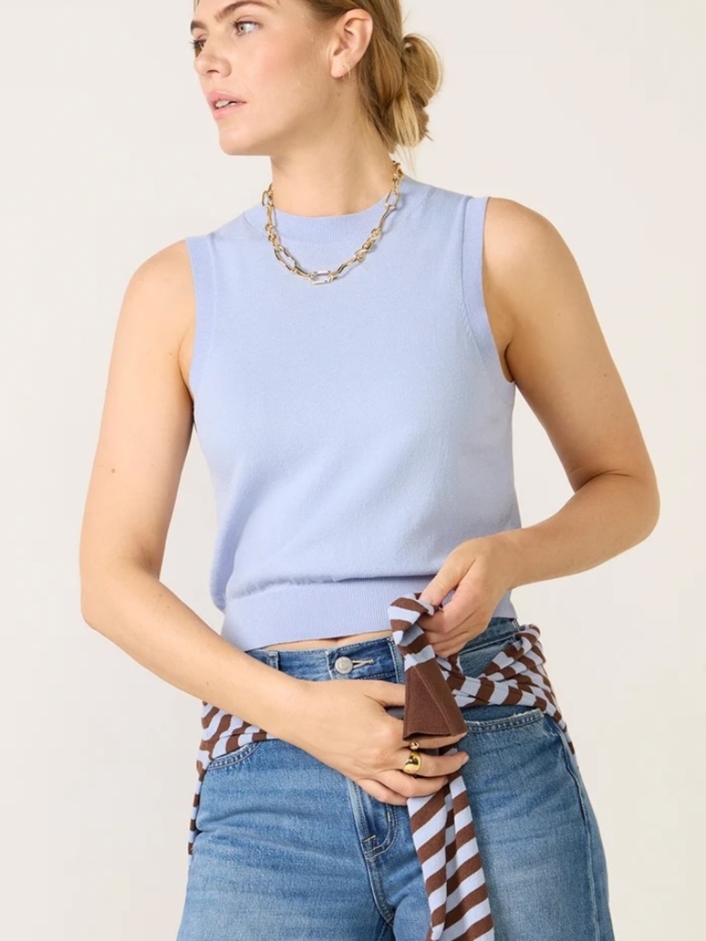 525 Talia Sweater Shell Tank - Blue - Small